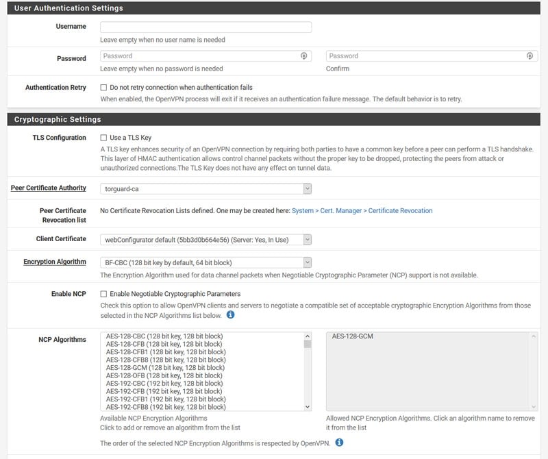 pfsense torguard